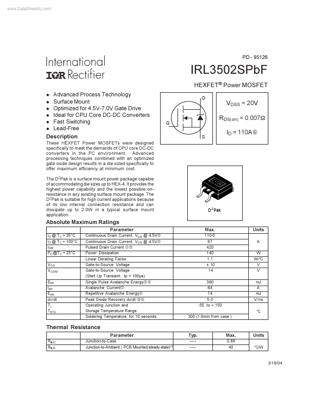 IRL3502SPBF